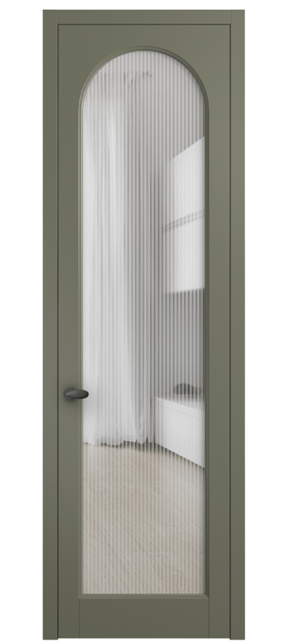 Межкомнатная дверь Palazzo 6804 Матовый оливковый тёмный Рифлёное стекло "Moru", триплекс Цена 105029 ₽ | Volhovec