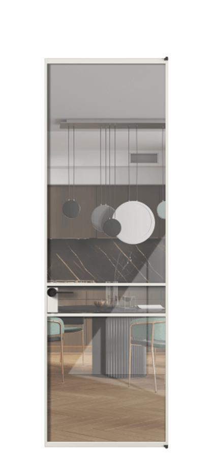 Алюминиевая дверь АЛПЛ040.02 Алюминий серый Рефлективное прозрачное стекло "Стопсол", калёное Цена 151770  | Volhovec