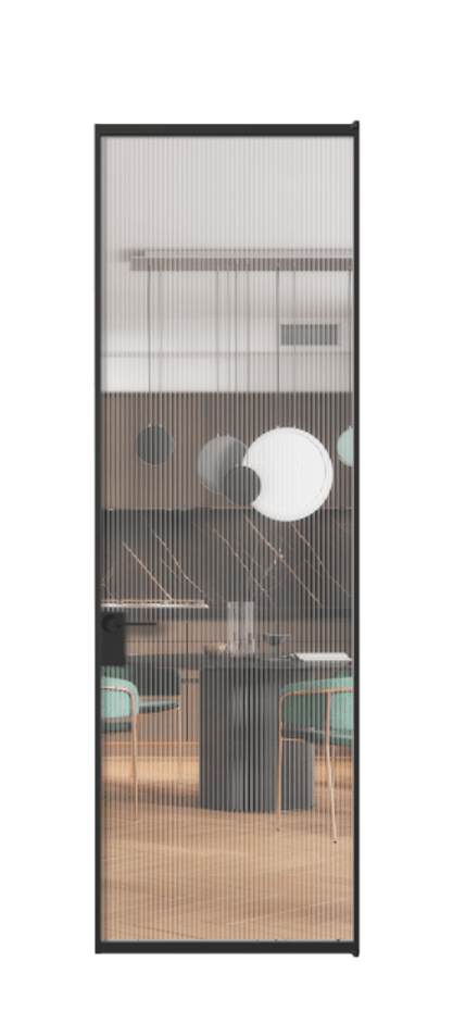 Алюминиевая дверь АЛПЛ040.01 Алюминий Черный Рифлёное стекло "Moru", триплекс Цена 140370  | Volhovec