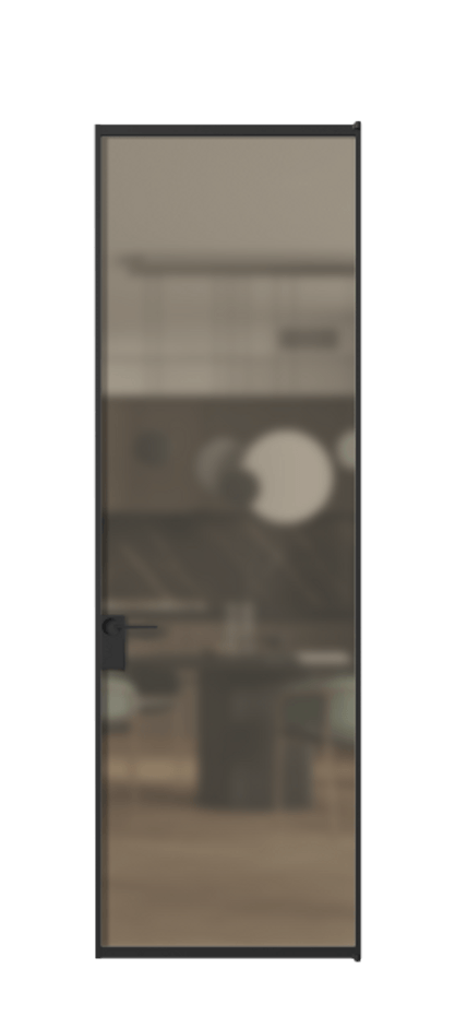 Алюминиевая дверь АЛПЛ040.01 Алюминий Черный Сатинированное бронзовое стекло, триплекс Цена 132370  | Volhovec