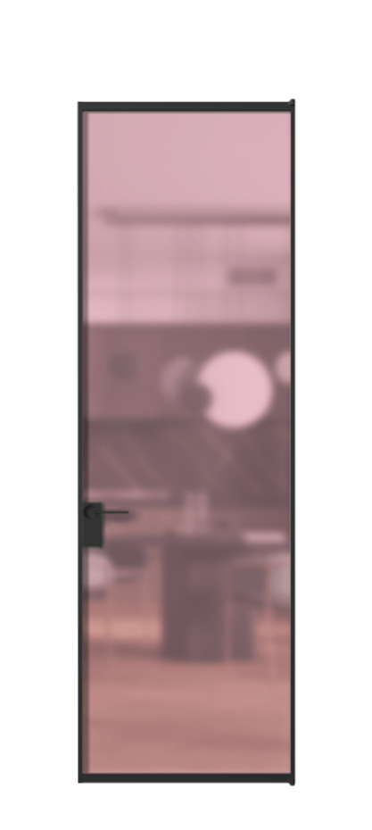 Алюминиевая дверь АЛПЛ040.01 Алюминий Черный Сатинированное розовое стекло, триплекс Цена 132370  | Volhovec