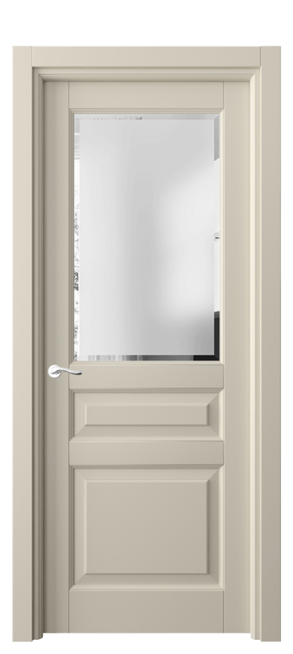 Межкомнатная дверь Лигнум 0710 Матовый бежево-серый Сатинированное стекло с фацетом Цена 108360  | Volhovec