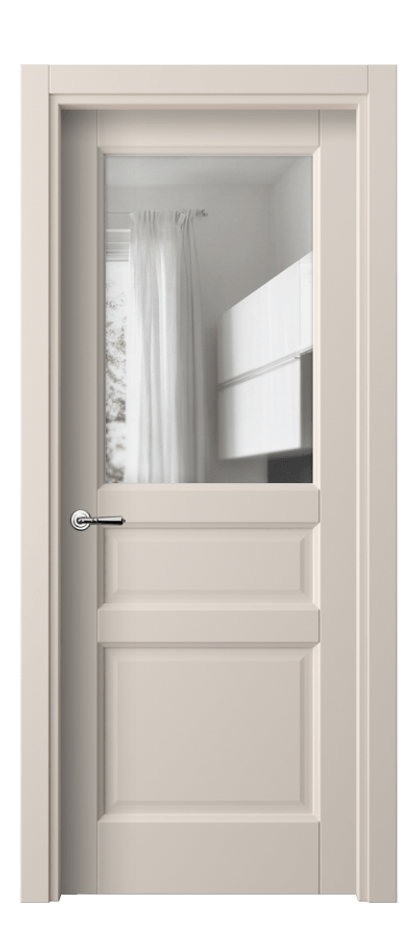 Межкомнатная дверь Галант 1432 ПЭТ пудровый бежевый Прозрачное стекло Цена 40440 ₽ | Volhovec