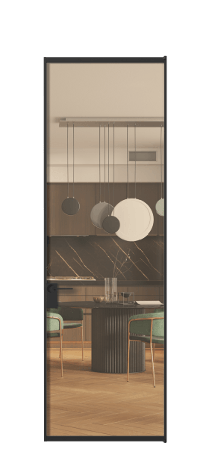 Алюминиевая дверь АЛПЛ040.01 Алюминий Черный Прозрачное оранжевое стекло, триплекс Цена 132370  | Volhovec