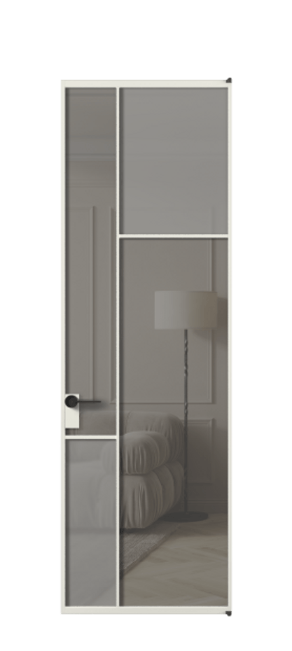 Межкомнатная дверь Mosaic АЛПЛ041.11 Алюминий серый Сатинированное серое стекло, триплекс, 6 мм + Прозрачное серое стекло, триплекс Цена 160090 ₽ | Volhovec