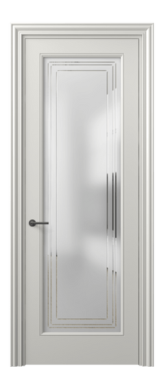 Дверь межкомнатная 8400 МСР Сатинированное стекло с гравировкой Маскот. Цвет Матовый серый. Материал Гладкая эмаль. Коллекция Mascot. Картинка.
