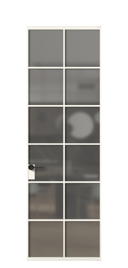 Дверь межкомнатная АЛПЛ040.05 АПБЛ Серый сатин триплекс. Цвет Алюминий пудровый белый. Материал Алюминий в эмали. Коллекция Формато. Картинка.