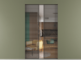 Алюминевая перегородка АЛПР 040.07 МАН Crystalvision. Цвет Алюминий антрацит. Материал Алюминий в эмали. Коллекция Перегородка Формато скрытый пенал 2 створки. Картинка.