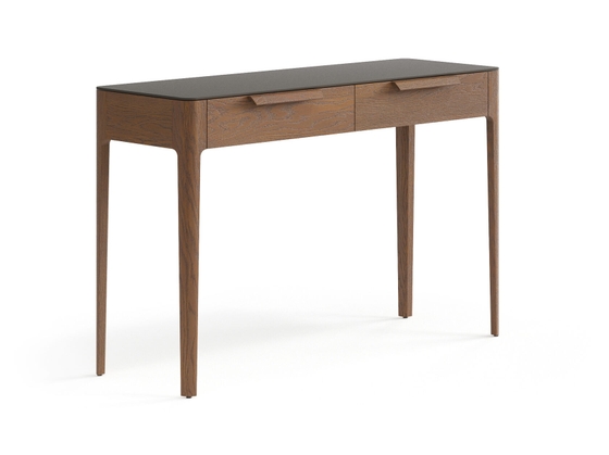 Мебель Консоль Piega 2 ящика. Цвет Дуб каштановый матовый. Материал Массив дуба матовый. Коллекция Консоль Piega 2 ящика. Картинка.